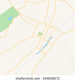 Printable map of Ganja, Azerbaijan with main and secondary roads and larger railways. This map is carefully designed for routing and placing individual data.