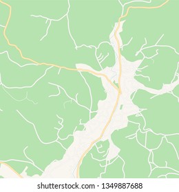 Printable map of Gracanica, Bosnia and Herzegovina with main and secondary roads and larger railways. This map is carefully designed for routing and placing individual data.