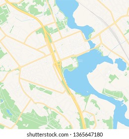 Printable map of Hameenlinna, Finland with main and secondary roads and larger railways. This map is carefully designed for routing and placing individual data.