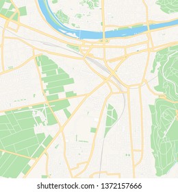 Printable map of Heidelberg, Germany with main and secondary roads and larger railways. This map is carefully designed for routing and placing individual data.