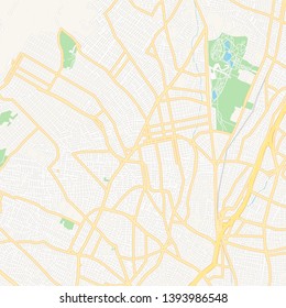 Printable map of Ilio, Greece with main and secondary roads and larger railways. This map is carefully designed for routing and placing individual data.