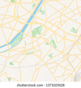 Printable map of Issy-les-Moulineaux, France with main and secondary roads and larger railways. This map is carefully designed for routing and placing individual data.