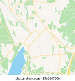 Printable map of Jarvenpaa, Finland with main and secondary roads and larger railways. This map is carefully designed for routing and placing individual data.