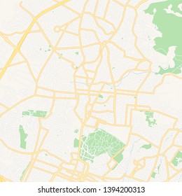 Printable map of Kifissia, Greece with main and secondary roads and larger railways. This map is carefully designed for routing and placing individual data.