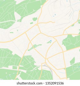 Printable map of Kladno, Czechia with main and secondary roads and larger railways. This map is carefully designed for routing and placing individual data.