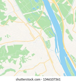 Printable map of Klosterneuburg, Austria with main and secondary roads and larger railways. This map is carefully designed for routing and placing individual data.