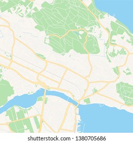 Printable map of Konstanz, Germany with main and secondary roads and larger railways. This map is carefully designed for routing and placing individual data.