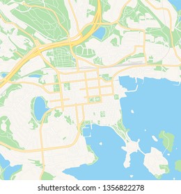 Printable map of Kuopio, Finland with main and secondary roads and larger railways. This map is carefully designed for routing and placing individual data.