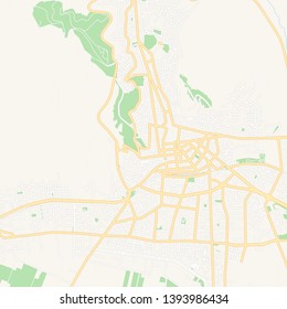 Printable map of Lamia, Greece with main and secondary roads and larger railways. This map is carefully designed for routing and placing individual data.
