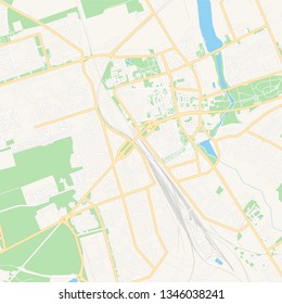 Printable map of Lida, Belarus with main and secondary roads and larger railways. This map is carefully designed for routing and placing individual data.