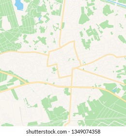 Printable map of Lommel, Belgium with main and secondary roads and larger railways. This map is carefully designed for routing and placing individual data.