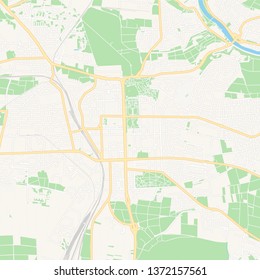 Printable map of Ludwigsburg, Germany with main and secondary roads and larger railways. This map is carefully designed for routing and placing individual data.