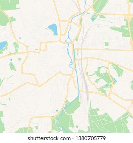 Printable map of Luneburg, Germany with main and secondary roads and larger railways. This map is carefully designed for routing and placing individual data.