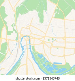 Printable map of Meaux, France with main and secondary roads and larger railways. This map is carefully designed for routing and placing individual data.