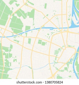 Printable map of Minden, Germany with main and secondary roads and larger railways. This map is carefully designed for routing and placing individual data.