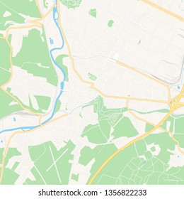 Printable map of  Mlada Boleslav, Czechia with main and secondary roads and larger railways. This map is carefully designed for routing and placing individual data.