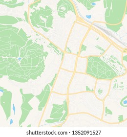 Printable map of  Most, Czechia with main and secondary roads and larger railways. This map is carefully designed for routing and placing individual data.