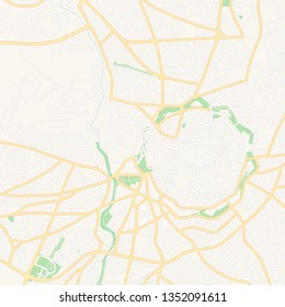 Printable map of Nicosia  , Cyprus with main and secondary roads and larger railways. This map is carefully designed for routing and placing individual data.