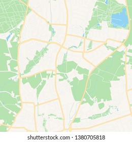 Printable map of Norderstedt, Germany with main and secondary roads and larger railways. This map is carefully designed for routing and placing individual data.