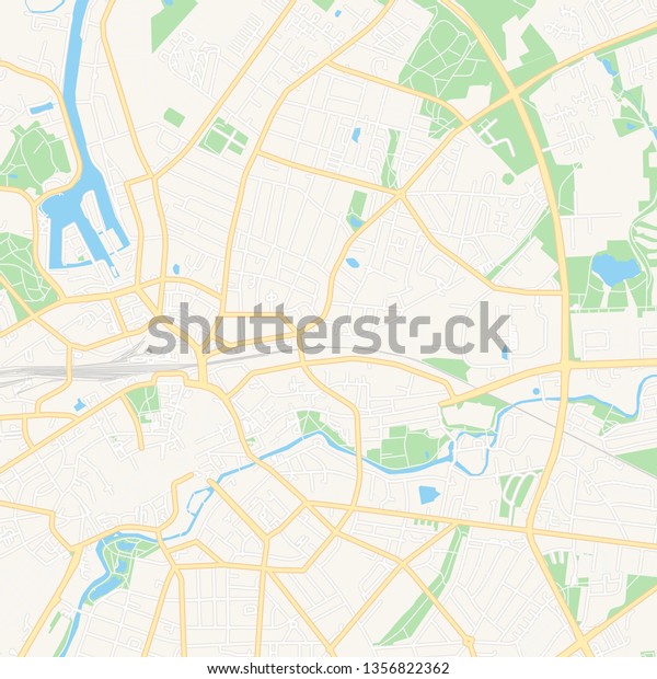 Printable Map Odense Denmark Main Secondary Stock Vector Royalty Free