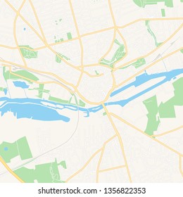 Printable map of Randers, Denmark with main and secondary roads and larger railways. This map is carefully designed for routing and placing individual data.