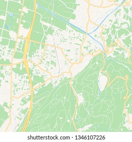 Printable map of Rankweil, Austria with main and secondary roads and larger railways. This map is carefully designed for routing and placing individual data.