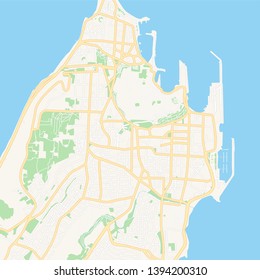 Printable map of Rhodes, Greece with main and secondary roads and larger railways. This map is carefully designed for routing and placing individual data.