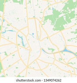 Printable map of Roeselare , Belgium with main and secondary roads and larger railways. This map is carefully designed for routing and placing individual data.