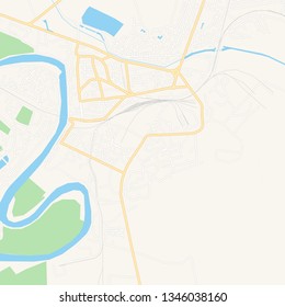 Printable map of Shirvan, Azerbaijan with main and secondary roads and larger railways. This map is carefully designed for routing and placing individual data.