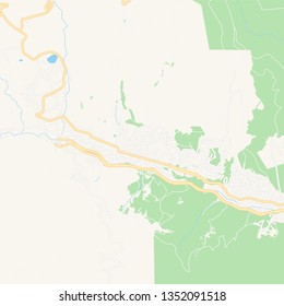 Printable map of Smolyan, Bulgaria with main and secondary roads and larger railways. This map is carefully designed for routing and placing individual data.