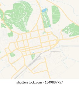 Printable map of Stara Zagora, Bulgaria with main and secondary roads and larger railways. This map is carefully designed for routing and placing individual data.