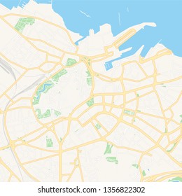 Printable map of Tallinn, Estonia with main and secondary roads and larger railways. This map is carefully designed for routing and placing individual data.