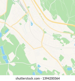 Printable map of Tatabanya, Hungary with main and secondary roads and larger railways. This map is carefully designed for routing and placing individual data.