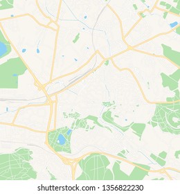 Printable map of  Teplice, Czechia with main and secondary roads and larger railways. This map is carefully designed for routing and placing individual data.