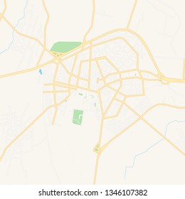 Printable map of Vagharshapat, Armenia with main and secondary roads and larger railways. This map is carefully designed for routing and placing individual data.