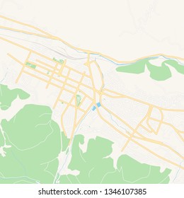 Printable map of Vanadzor, Armenia with main and secondary roads and larger railways. This map is carefully designed for routing and placing individual data.