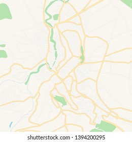 Printable map of Veria, Greece with main and secondary roads and larger railways. This map is carefully designed for routing and placing individual data.