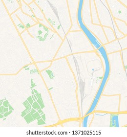 Printable map of Vitry-sur-Seine, France with main and secondary roads and larger railways. This map is carefully designed for routing and placing individual data.