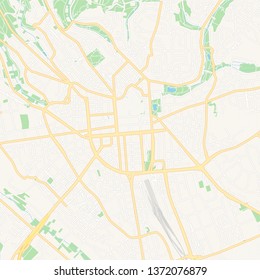 Printable map of Wiesbaden, Germany with main and secondary roads and larger railways. This map is carefully designed for routing and placing individual data.