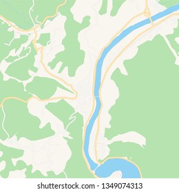 Printable map of Zvornik, Bosnia and Herzegovina with main and secondary roads and larger railways. This map is carefully designed for routing and placing individual data.