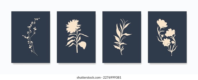Printable minimalist illustrations wall art. The illustrations feature delicate flowers, leaves, plants, and herbs, on elegant color. Making them a perfect addition to any room.