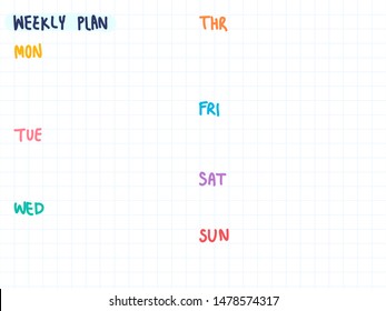 Printable minimalist weekly planner with geometric square grid background template design.