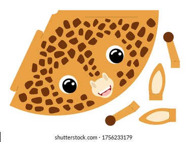 Printable mockup cap giraffe. Festive cone template for birthday, party, christmas, baby shower. Fun accessory for entertainment. Cardstock cap layout construction. Print and cut. Vector illustration.
