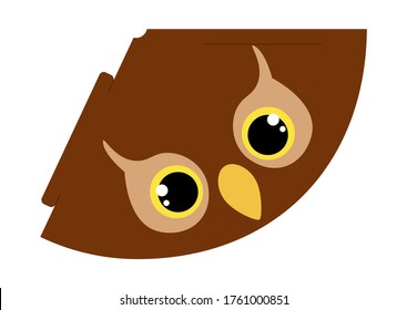 Printable mockup cap owl. Festive cone template for birthday, party, christmas, baby shower. Fun accessory for entertainment. Cardstock cap layout construction. Print and cut. Vector illustration.