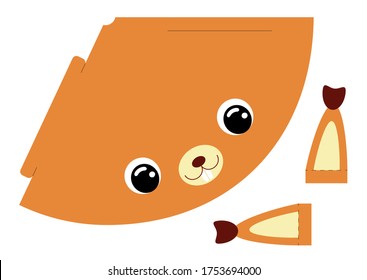 Printable mockup cap squirrel. Festive cone template for birthday party, christmas, baby shower. Fun accessory for entertainment. Cardstock cap layout construction. Print and cut. Vector illustration.