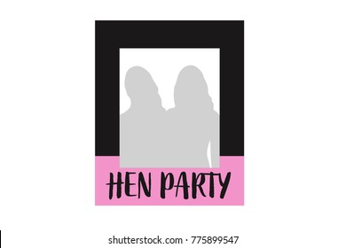 Printable modern Bachelorette photo booth frame Hen Party.  Black and Pink  vector template.