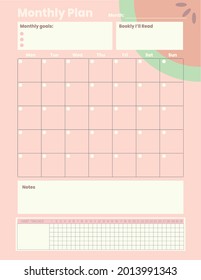 Printable monthly plan with colorful, cute, and simple watermelon illustrations, for daily use.