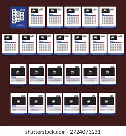 Plantilla de calendario mensual y anual imprimible con marcadores de posición de fotos