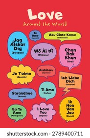 Printable Multilingual Poster I Love You Around the World Educational Language Learning Chart for Kids