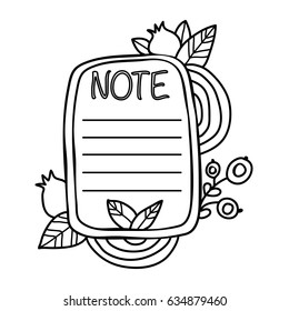 Printable Notes page. Fun summer doodle frame. Floral decoration. Print out and color it yourself. Coloring page.